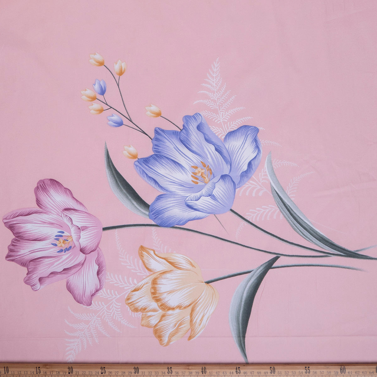 PERCAL 320 HILOS ESTAMPADA ROSA METAL CON FLORAL PASTEL