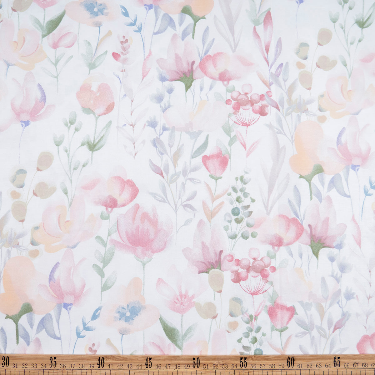 PERCAL 320 HILOS ESTAMPADA BLANCO BRILLANTE FLORAL PASTEL