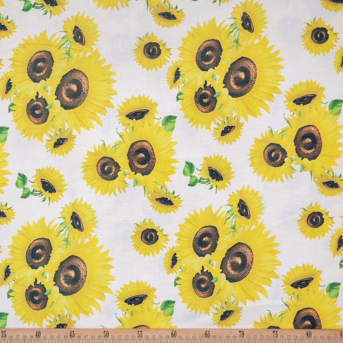 MANTELERIA LINO ESTAMPADO BLANCO BRILLANTE CON GIRASOLES