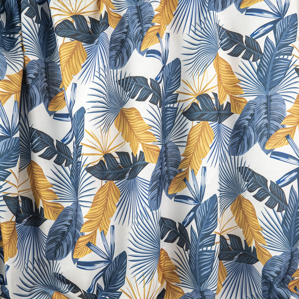 GROSS LINO ESTAMPADO BLANCO BRILLANTE CON HOJAS