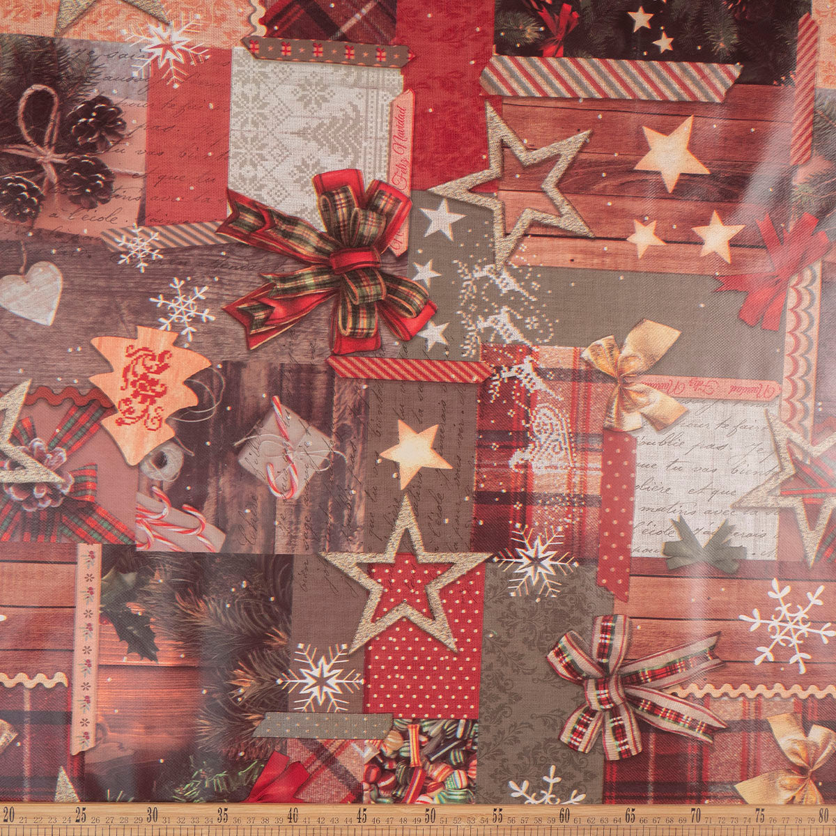 PVC DOBLE NAVIDAD ROJO CABERNET ADORNOS VINTEGE