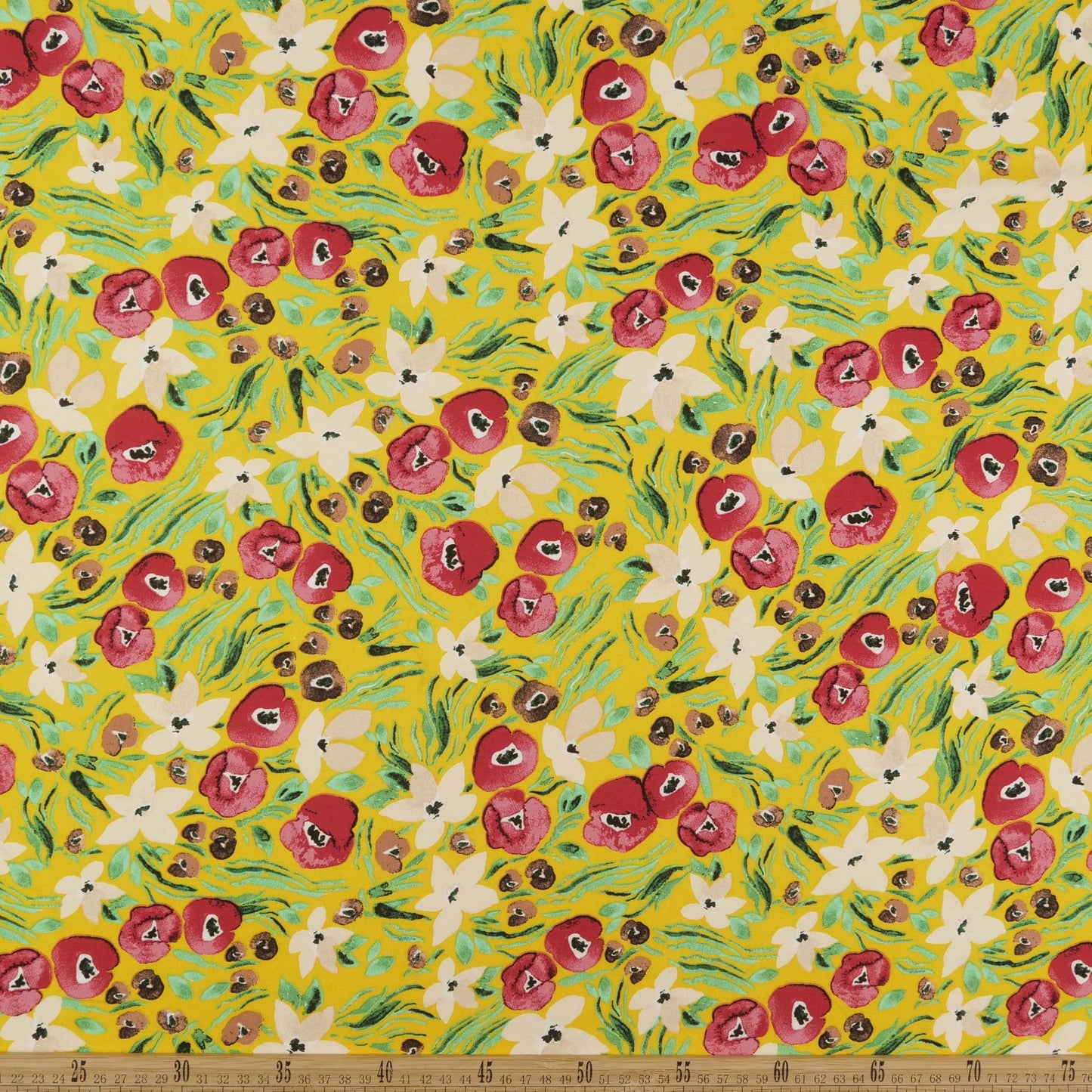 FIBRANA ESTAMPADA AMARILLO SPECTRA CON FLORES ROJAS
