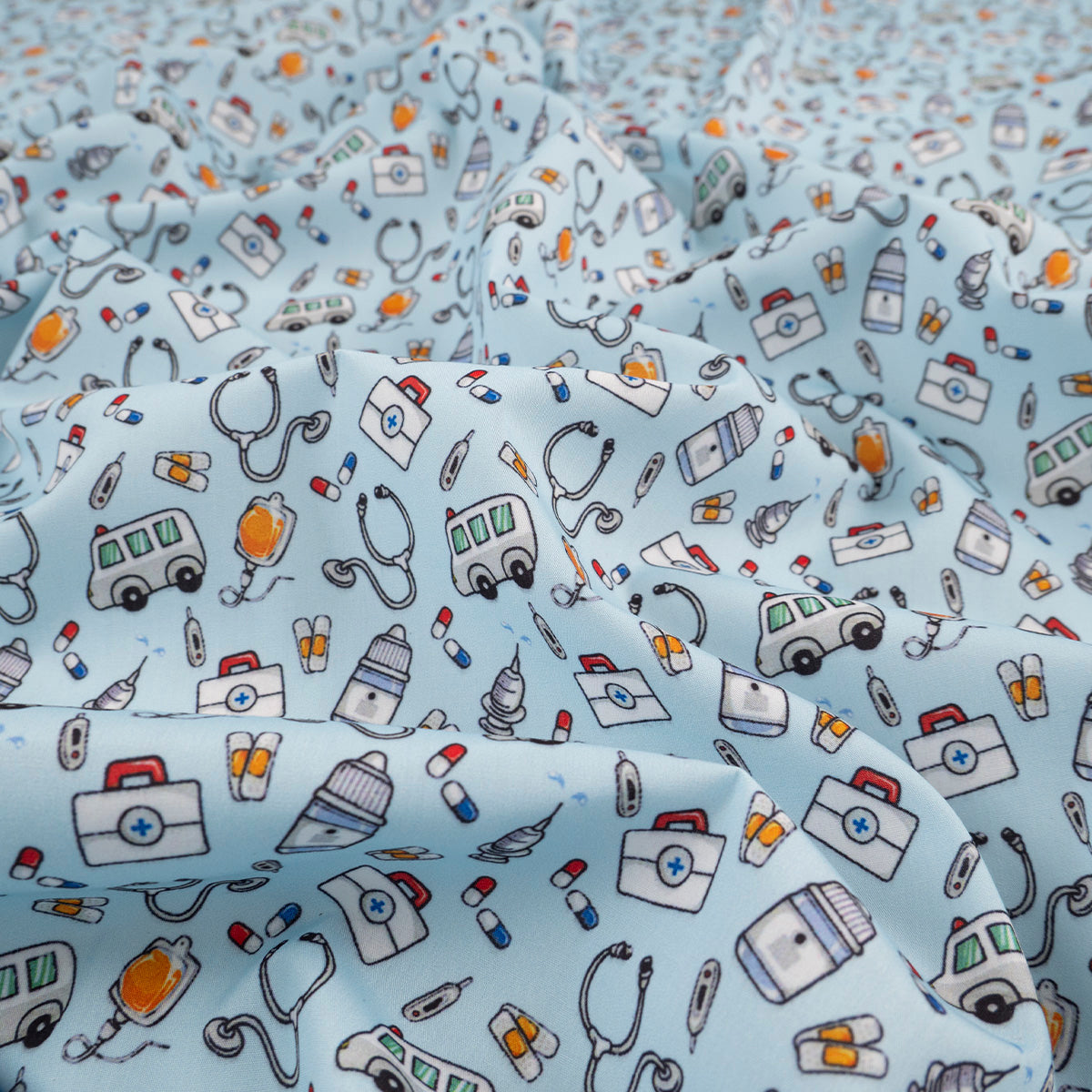 POPLIN TC ESTAMPADO AZUL VISTA INSTRUMENTOS MEDICOS