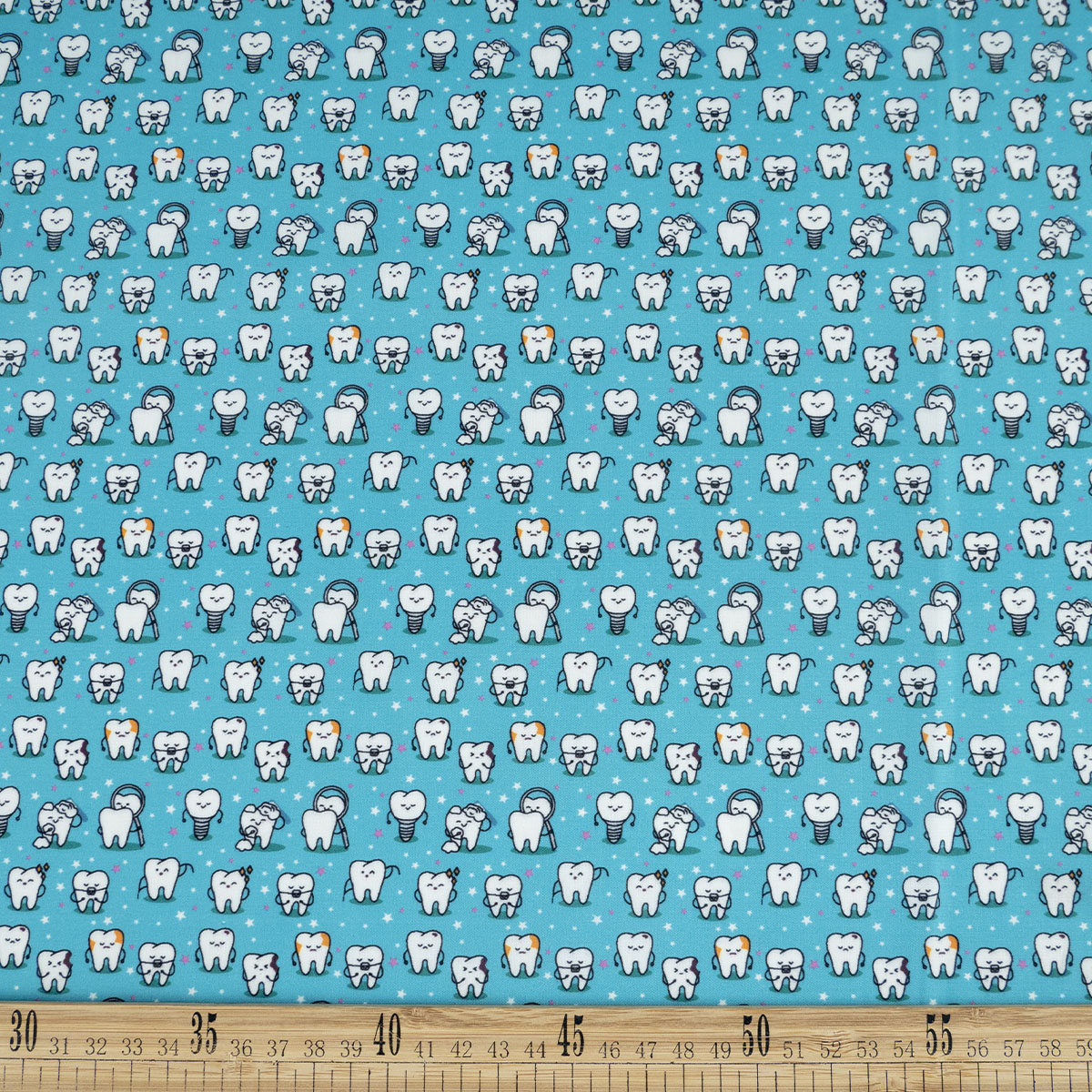 POPLIN TC ESTAMPADO AGUAMARINA AZULEJO DIENTES