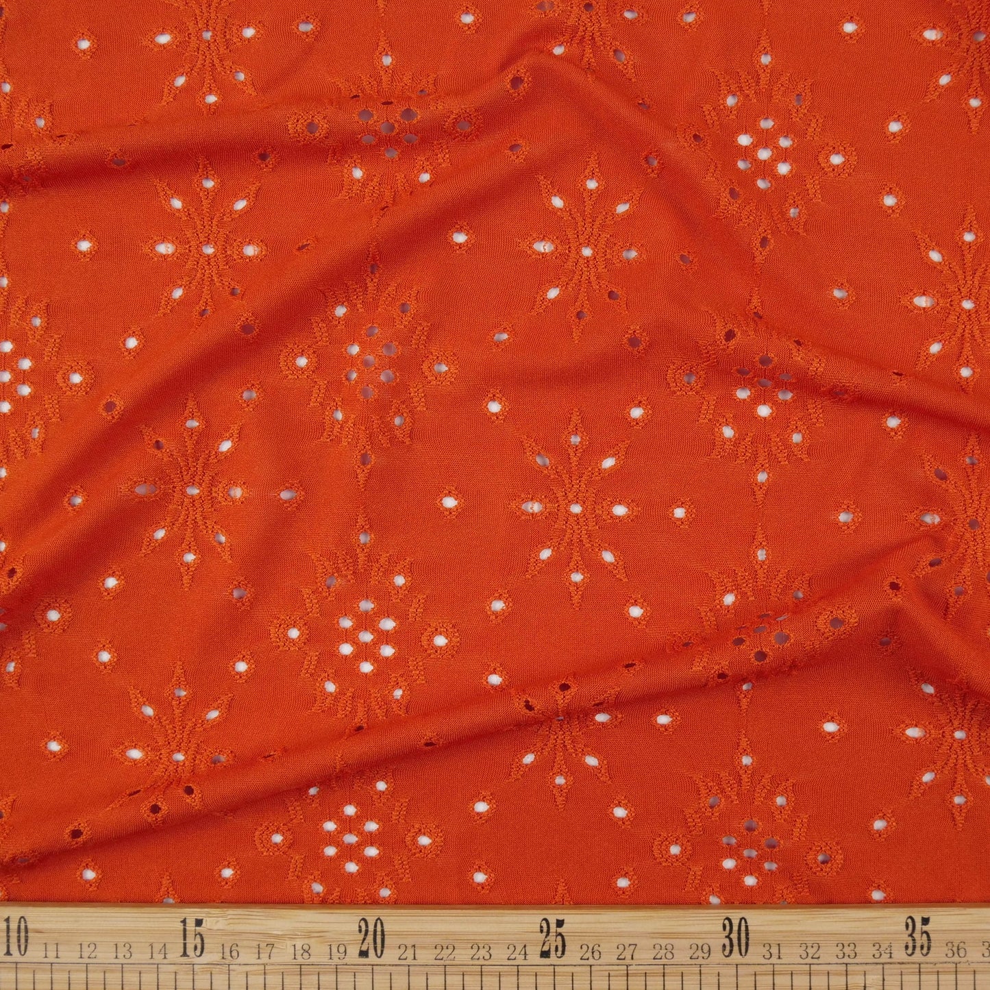 BRODERIE SPANDEX NARANJA OCRE QUEMADO FLORAL
