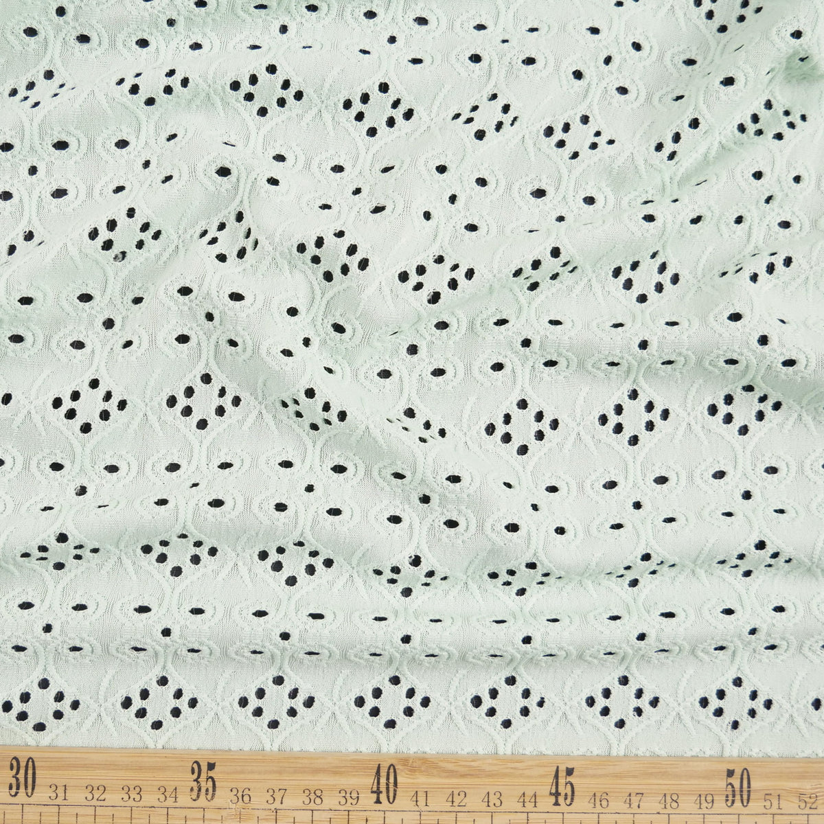 BRODERIE SPANDEX VERDE AGUA JADE ROMBOS Y ONDAS