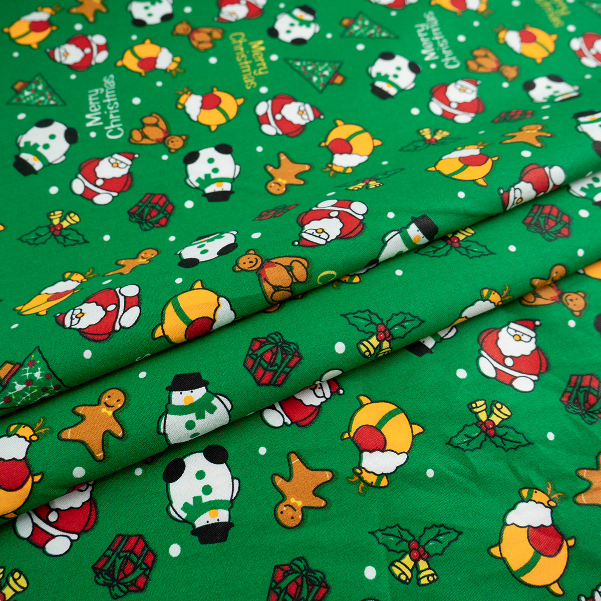 DRIL NAVIDAD VERDE BRILLANTE PAPÁ NOEL