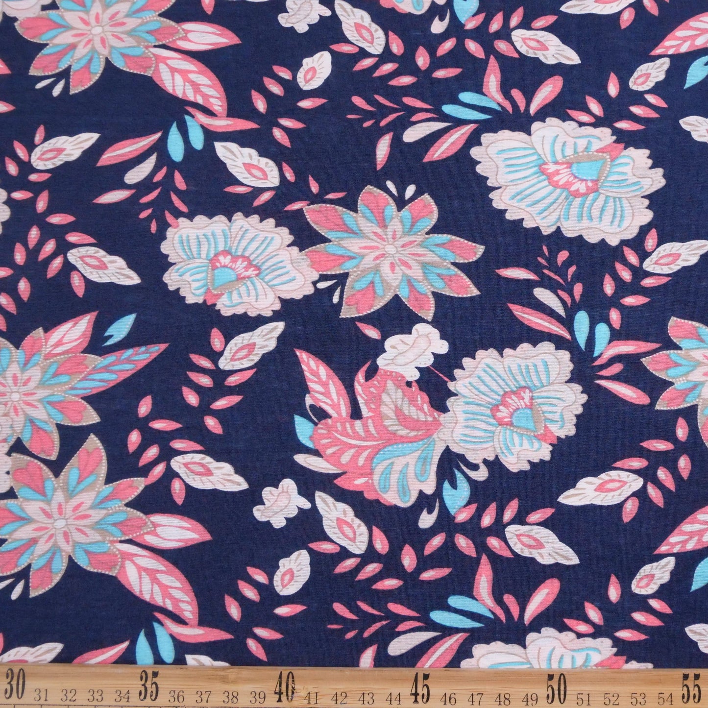 FIBRANA NYLON ESTAMPADO AZUL ECLIPSE BOTANICO FLORAL ABSTRACTO