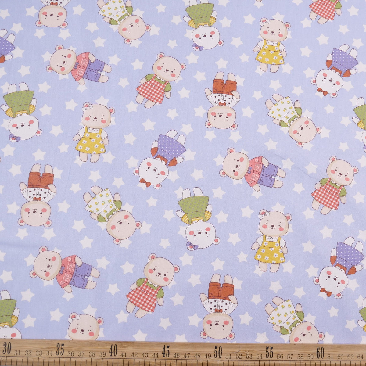 DRIL DACA ESTAMPADO AZUL BEBE CON OSOS Y ESTRELLAS