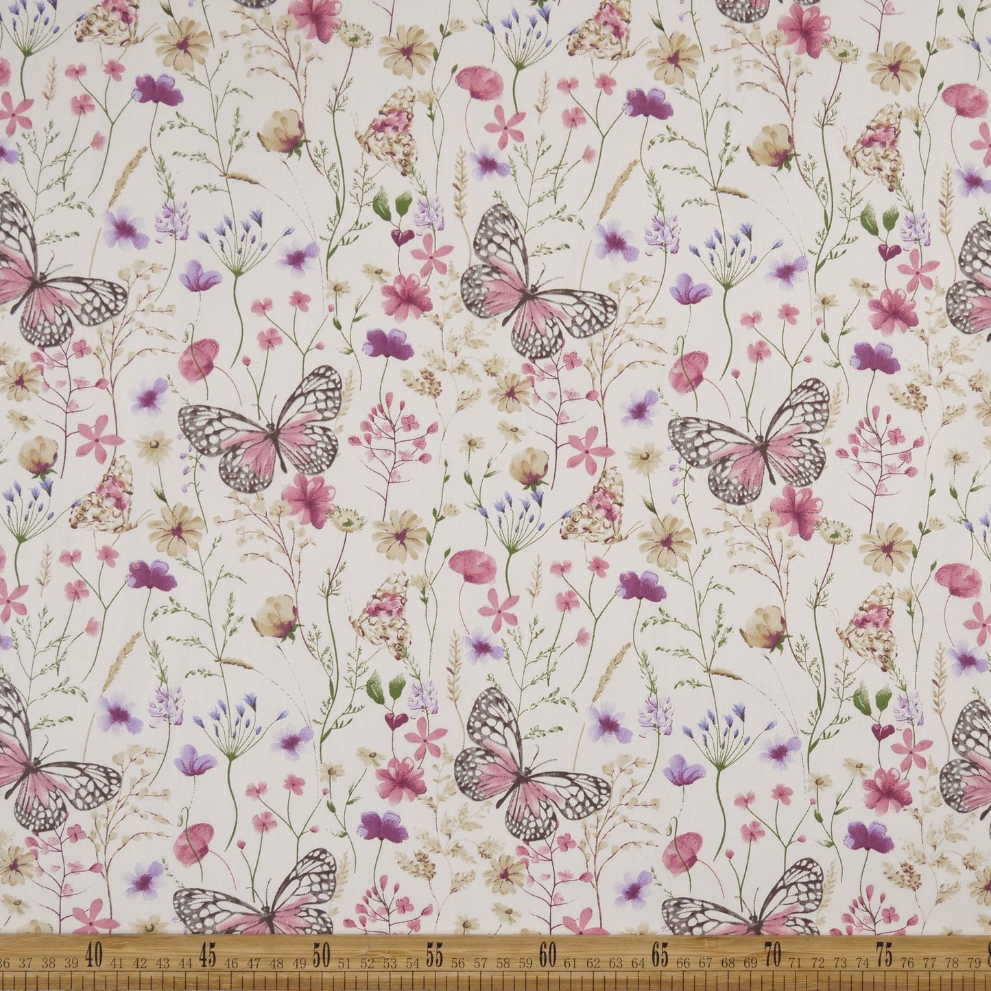 DRIL DACA ESTAMPADO BLANCO BRILLANTE MARIPOSAS