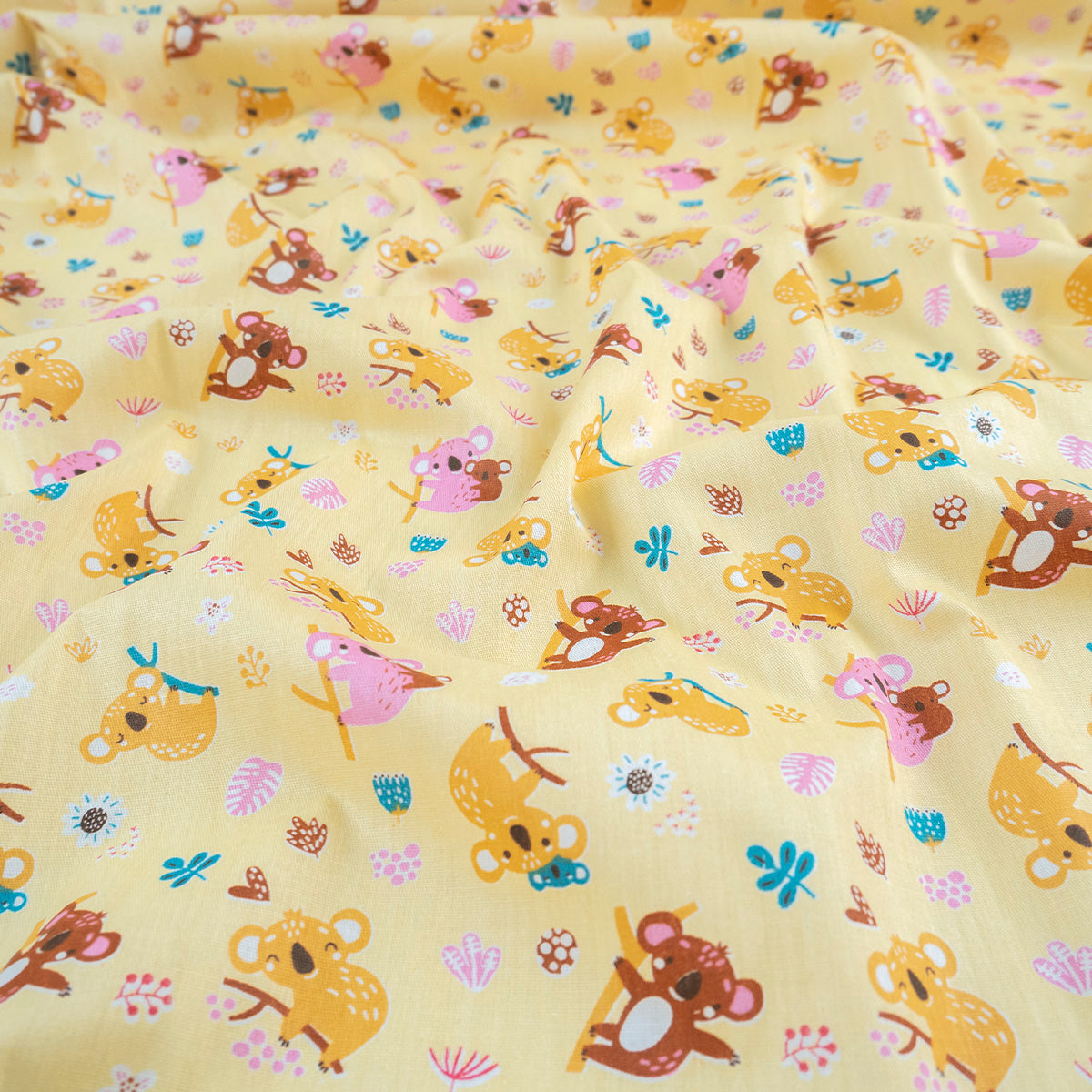 POPLIN DEEP ESTAMPADO AMARILLO POPCORN KOALA