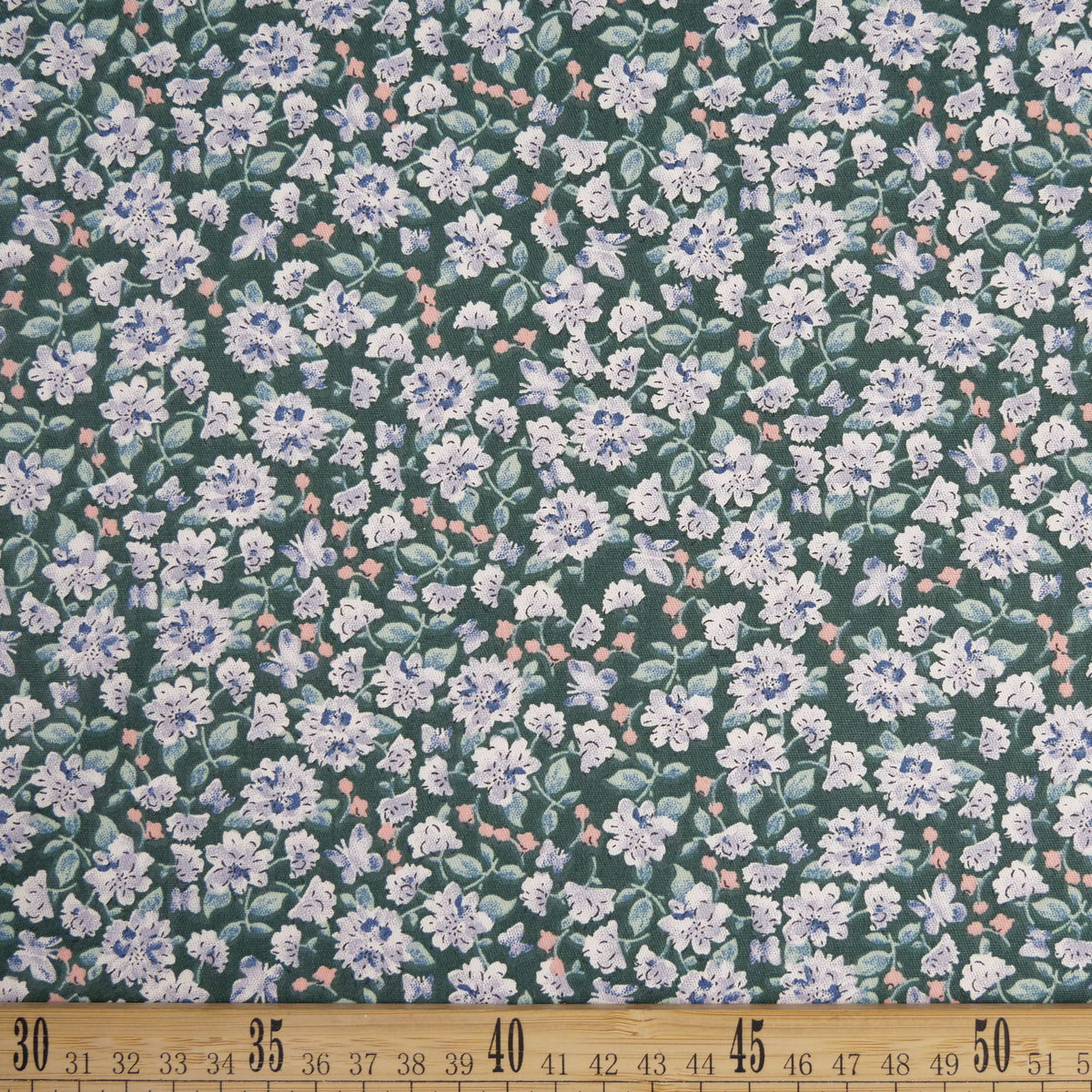 POPLIN DEEP ESTAMPADO VERDE JUNE BUG CON FLORES PEQUEÑAS