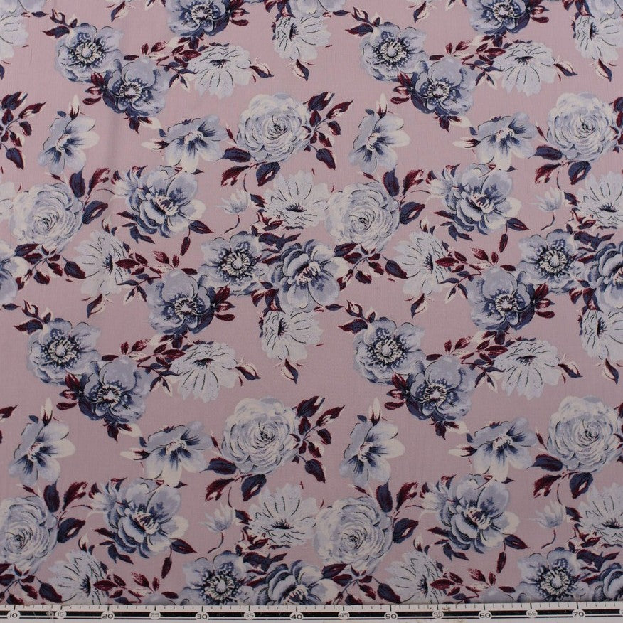 FIBRANA CREPE ESTAMPADA LILA LUPINE FLORAL MORADO Y AZUL