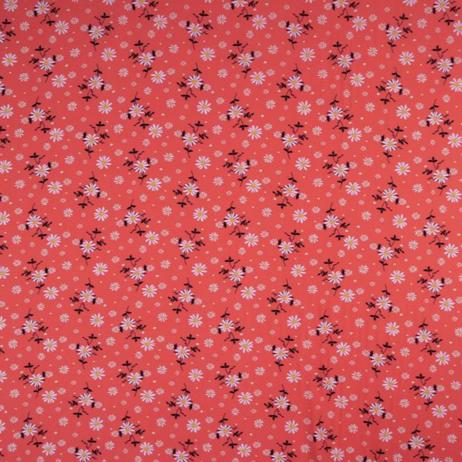 CREPE CEY ESTAMPADO ROSA MELOCOTON PARFAIT FLORAL CON HOJAS