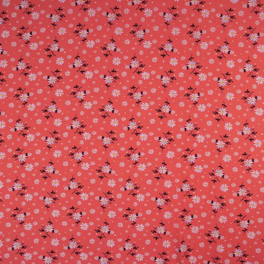 CREPE CEY ESTAMPADO ROSA MELOCOTON PARFAIT FLORAL CON HOJAS