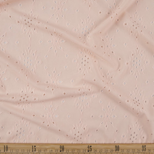 BRODERIE SPANDEX ROSA DURAZNO FLORAL