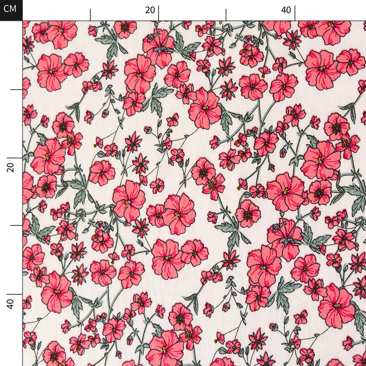 FIBRANA NYLON ESTAMPADO AMARILLO CERA CON FLORES ROSAS