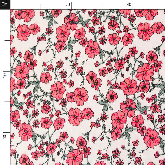 FIBRANA NYLON ESTAMPADO AMARILLO CERA CON FLORES ROSAS