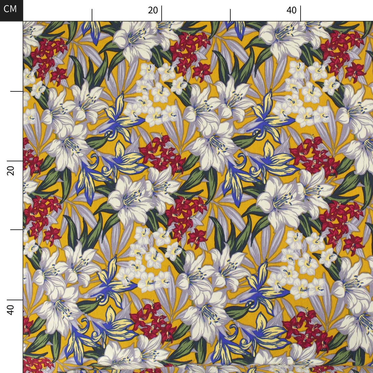 FIBRANA NYLON ESTAMPADO AMARILLO MINERAL FLORES COLORIDAS