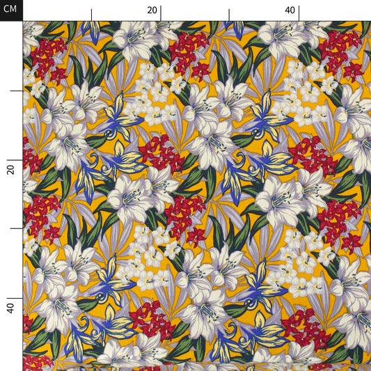 FIBRANA NYLON ESTAMPADO AMARILLO MINERAL FLORES COLORIDAS