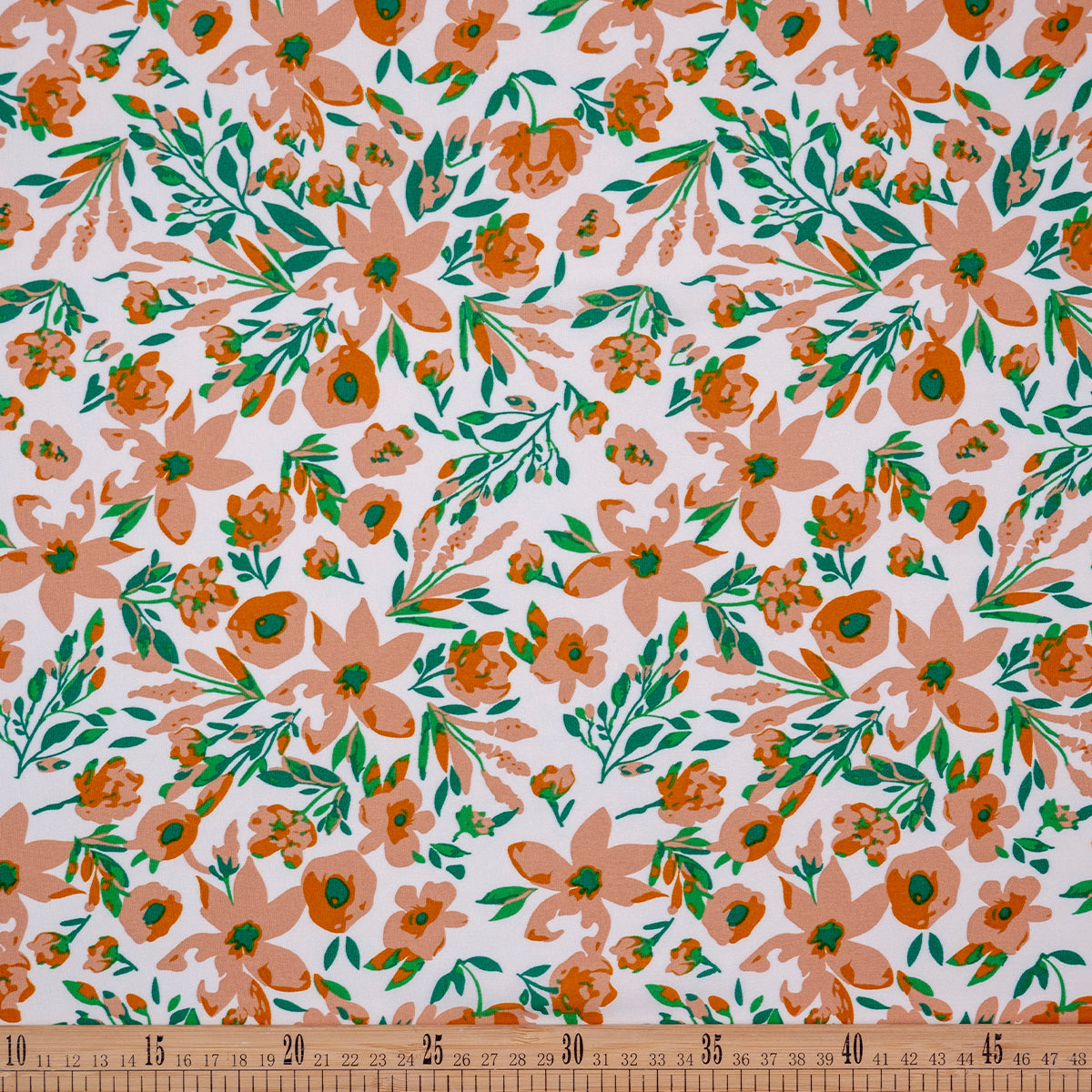 MICRO FOURWAY ESTAMPADO BLANCO BRILLANTE CON FLORES ANARANJADAS ...