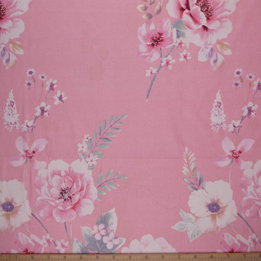 PERCAL ESTAMPADO ROSA DURAZNO CLARO FLORES ROSAS