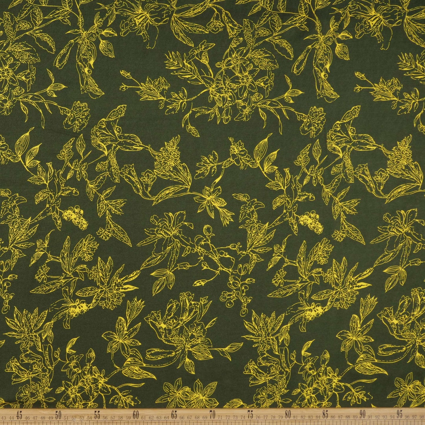 FIBRANA ESTAMPADA VERDE OSCURO FLORAL EN NEON
