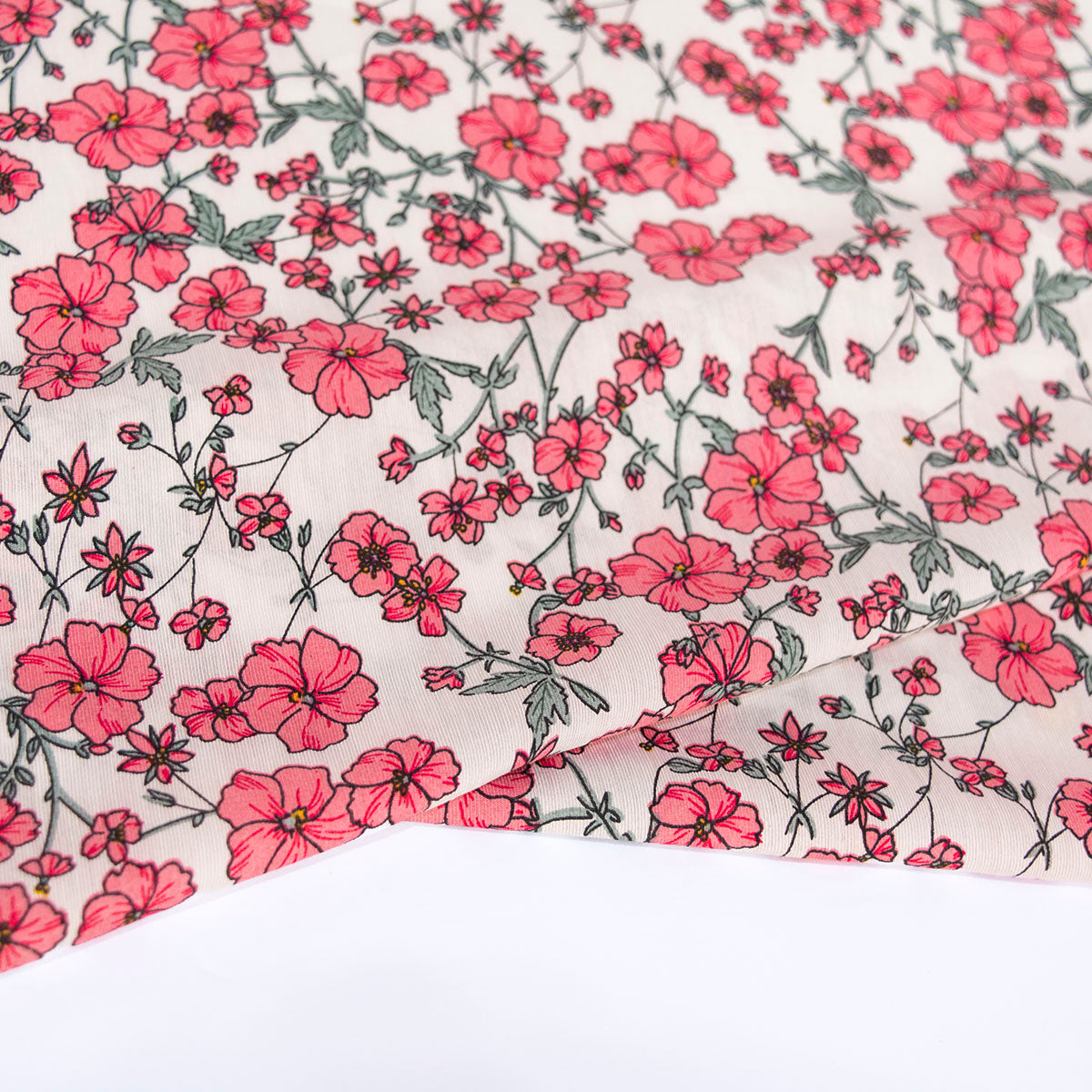 FIBRANA NYLON ESTAMPADO AMARILLO CERA CON FLORES ROSAS