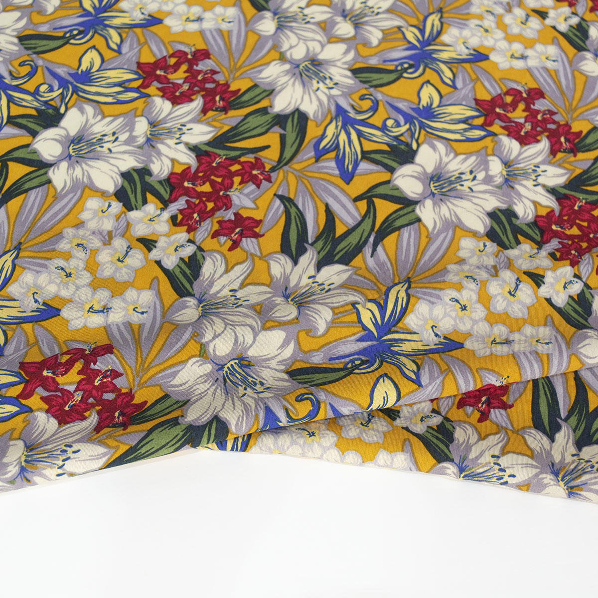 FIBRANA NYLON ESTAMPADO AMARILLO MINERAL FLORES COLORIDAS