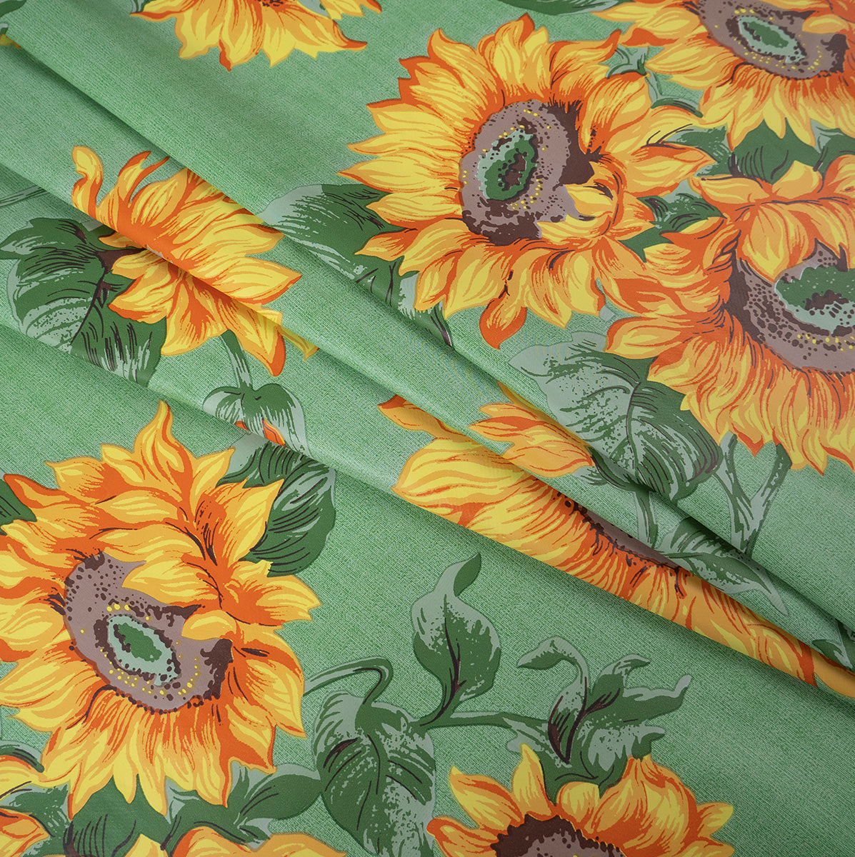 PVC DOBLE ESTAMPADO VERDE SIMPLE CON GIRASOLES