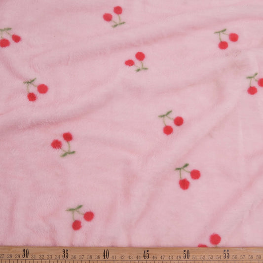 POLAR VELBOA ESTAMPADO ROSA ORQUIDE CEREZAS
