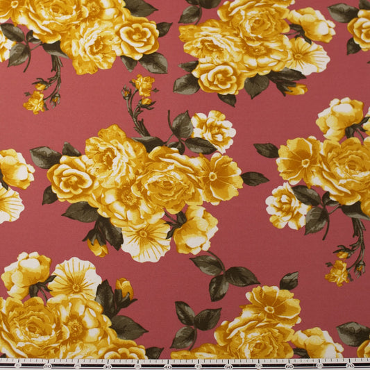 CREPE BOUCLE ESTAMPADO ROSA MARCHITA FLORAL