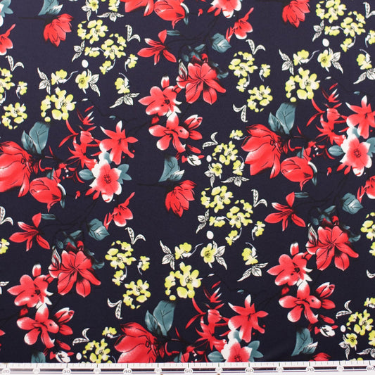 CREPE BOUCLE ESTAMPADO AZUL ECLIPSE TOTAL FLORAL