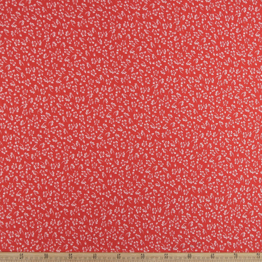 PIEL DE DURAZNO ESTAMPADO ROJO MARTE CON FLORES