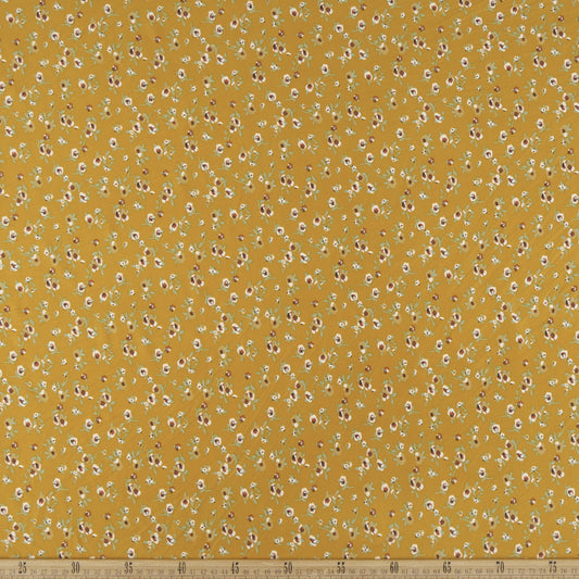 PIEL DE DURAZNO ESTAMPADO AMARILLO MINERAL CON FLORES