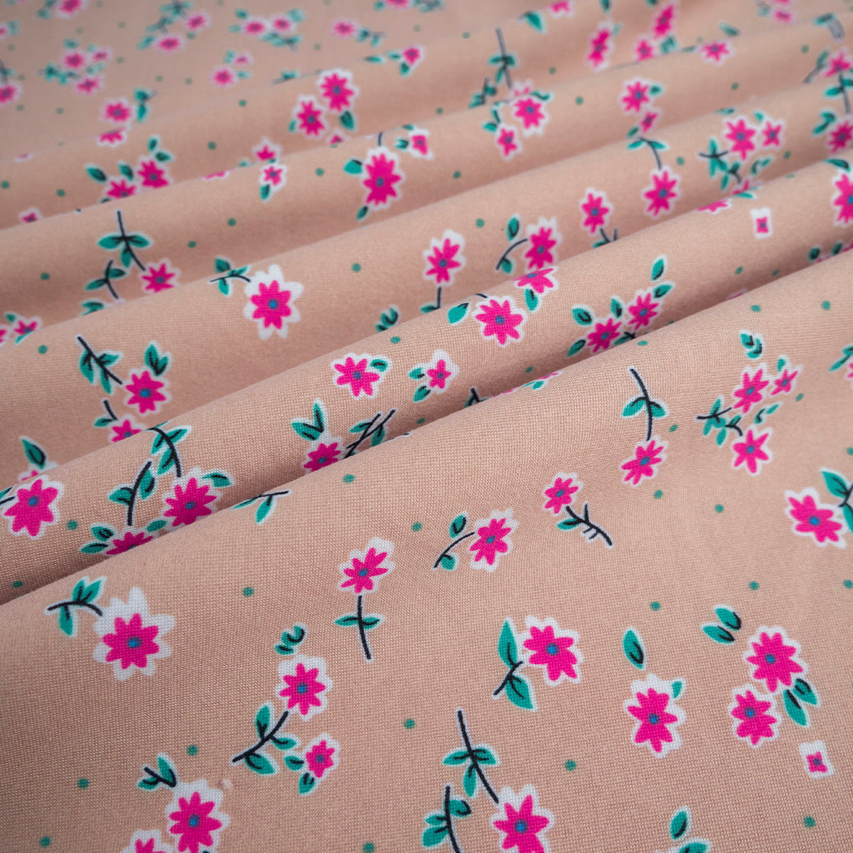 MOLETON INFANTIL BEIGE BRUSH FLORAL ROSA