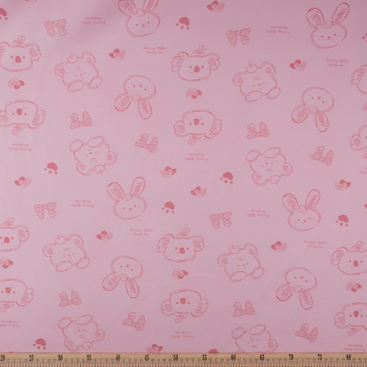 MOLETON INFANTIL ROSA ORQUIDEA CON CONEJITOS