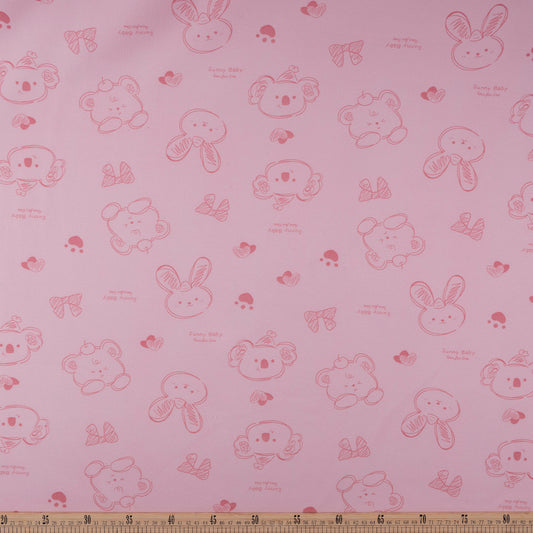 MOLETON INFANTIL ROSA ORQUIDEA CON CONEJITOS