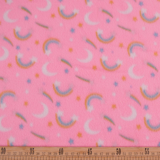 POLAR INFANTIL ROSA AURORA LUNAS, ESTRELLAS Y ARCO IRIS