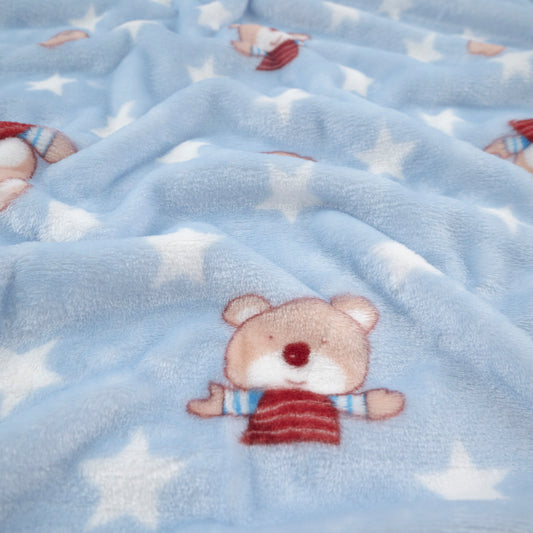 POLAR VELBOA ESTAMPADO AZUL VISTA OSOS Y ESTRELLAS