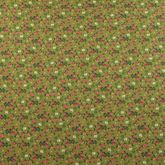 PIEL DE DURAZNO ESTAMPADO VERDE RAMILLETE