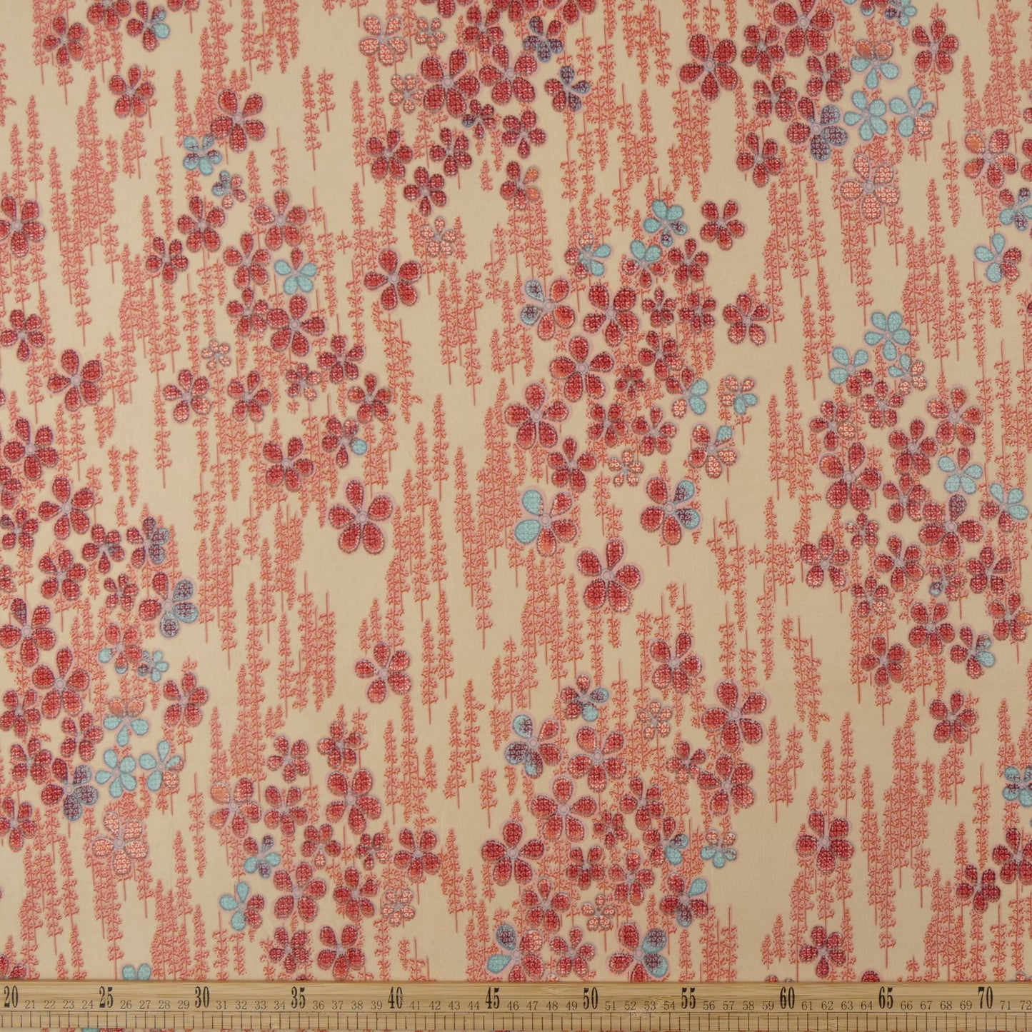 MODAL ESTAMPADO SALMON CREMA CON FLORES PEQUEÑAS