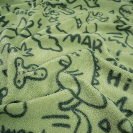 MOLETON FRISA ESTAMPADO VERDE SECO DINOS