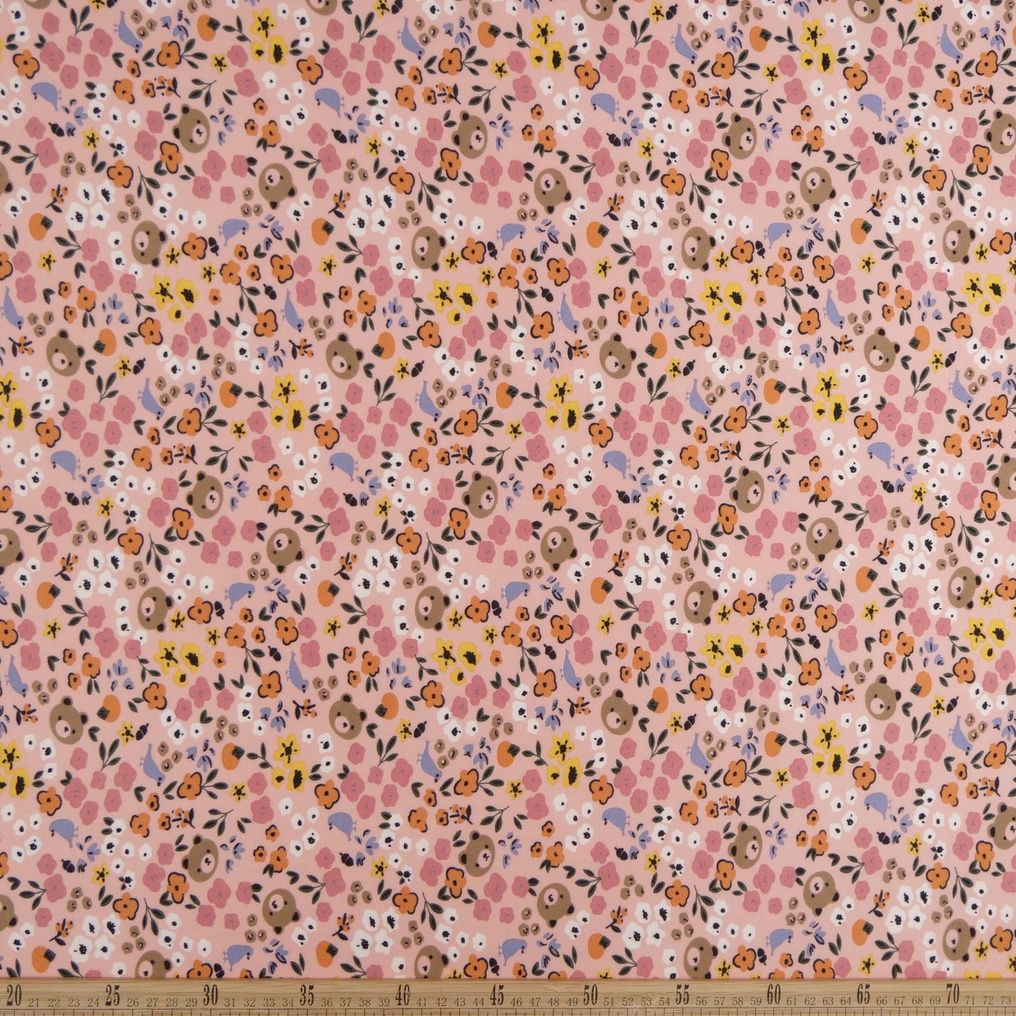 INTERLOCK ESTAMPADO ELUNEY ROSA FLOR CLARA FLORAL CON OSITOS