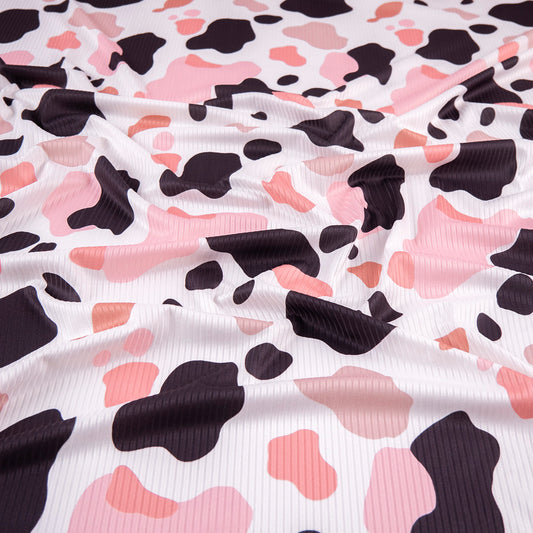 MORLEY ESTAMPADO BLANCO BRILLANTE MANCHAS DE VACAS COLORIDAS