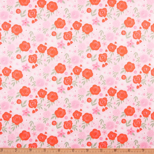 MORLEY ESTAMPADO BLANCO BRILLANTE FLORES ROJAS Y ROSAS