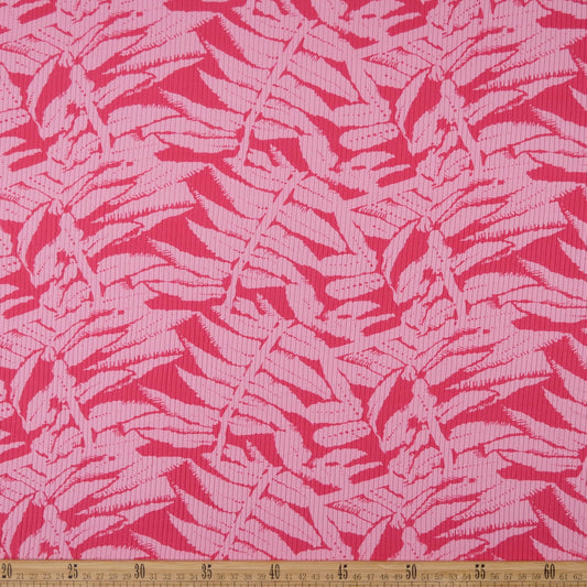 MORLEY ESTAMPADO FUCSIA REMOLACHA HOJAS TROPICALES
