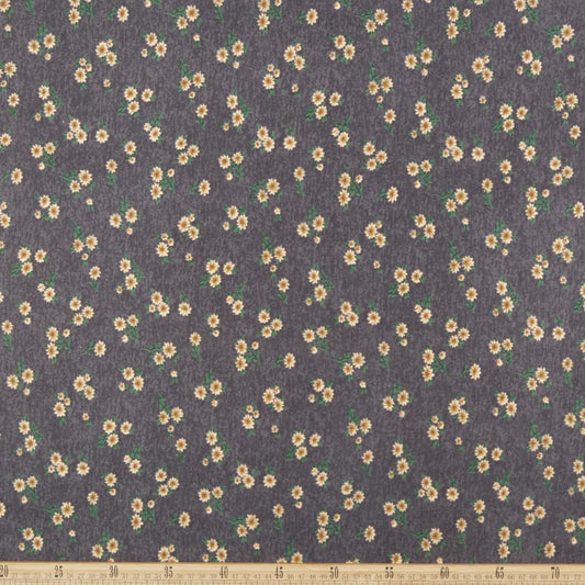 INTERLOCK ESTAMPADO SOFT GRIS OSCURO SOMBRAS PEQUEÑOS GIRASOLES