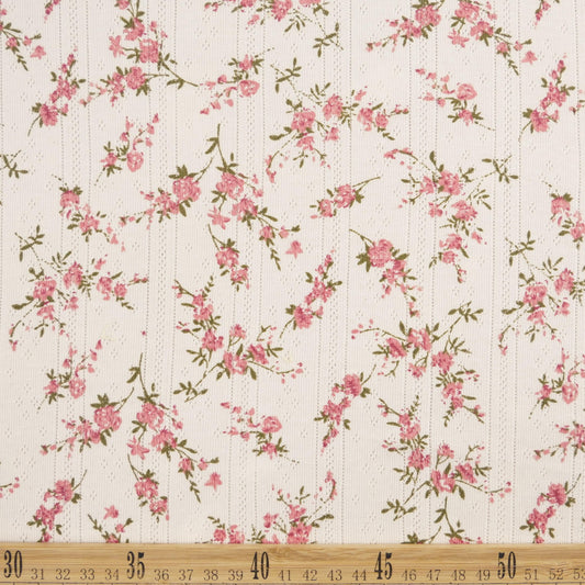 JACQUARD COTTON ESTAMPADO NATURAL PERLA FLORES ROSAS