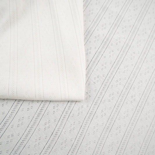 JACQUARD COTTON LISO BLANCO BRILLANTE RAYAS